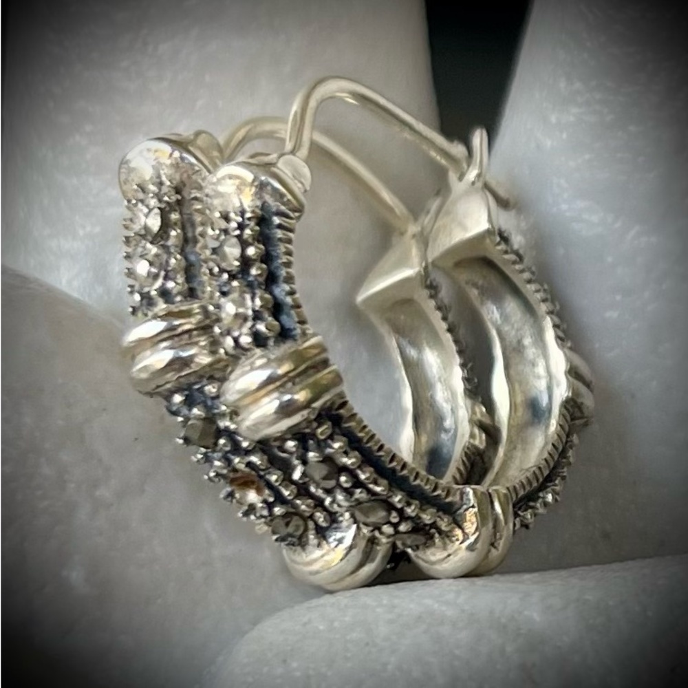Sterling silver vintage hoop earrings, 925